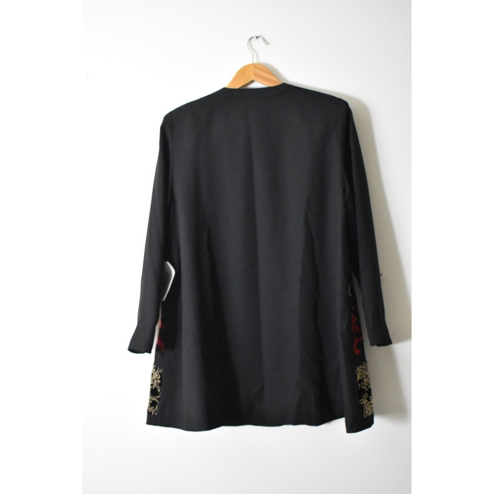 Splendiferous Patchwork Evening Jacket Womens L Black 70s Brocade Art Wear - Picture 4 of 6